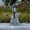 Luz Solar Exterior Criativa de Resina Imitação de Golden Retriever para Caminho de Jardim, Pátio, Vila, Decoração de Estátua para Casa
