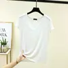 Camiseta de Manga Corta con Cuello en V de Modal para Mujer, Verano Fina Adelgazante Muestra la Figura Ropa de Verano 2026 Nueva Talla Grande Ropa Exterior de Media Manga