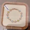 Pulsera de Cristal Colorido de Diseño de Nicho Lujo Accesible Moda de Nicho Exquisita Pulsera Totalmente de Diamantes Nueva Joyería de Mano para Mujer 2025