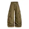 Pantalones largos cargo de pierna ancha, tres dimensiones, con bolsillo grande, estilo patchwork, nuevos para otoño, estilo coreano de alta calle, pantalones casuales holgados hasta el suelo para mujer
