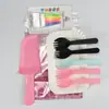 Bandeja desechable para cubiertos, utensilios para pastel, platos de papel, tenedores de plástico, platos, velas, bandeja combinada para hornear de cumpleaños y juego de tenedores