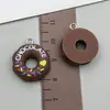 Brinquedo de Comida Simulada Resina Oreo Bolo de Chocolate Rosquinha Pingente Chaveiro DIY Ornamento Pendurado Acessórios