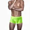 Ropa Interior para Hombre Transparente de Seda de Hielo Boxer Brief Sexy de Cintura Baja Ropa Interior Transparente Bolsa Pantalones de Color Sólido