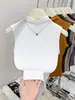 Camiseta sin mangas de color liso para mujer, cuello medio alto, corte ajustado, elegante y versátil, con un pequeño cuello alto, adecuada como prenda básica, top de verano