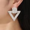 Brincos Femininos Triângulo Vazado Diamante Completo Moda Luxo Leve Vestido de Noiva Acessórios de Noite Cravejados de Diamantes Geométricos Cravejados de Diamantes