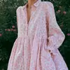 Transfronterizo Mujer 2025 Nuevo Elegante Elegante Vestido Estampado Diseño Solapa Fruncida Manga Larga Vestido Camisa