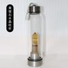 Botella de agua de cristal con forma hexagonal, de vidrio natural, rosa, morado y blanco, con alto contenido de boro, para té, venta al por mayor.