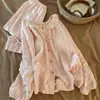 Pijama para mujer al por mayor transfronterizo para primavera y otoño, con almohadillas en el pecho, ribete de algodón nube, manga larga y pantalón, conjunto fino para estar en casa