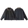 Ropa Vintage Yidao 2026 Otoño Nuevo Estilo Bloques de Color Parche en el Cuello Chaqueta de Mezclilla para Hombre Retro Holgada Cuello de Solapa Abrigo