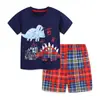 Conjunto de Verano para Niños Estilo Europeo y Americano, Nuevo Conjunto de Manga Corta con Cuello Redondo y Estampado Lindo, Conjunto de Shorts para Niños Pequeños y Niños Pequeños, Al por Mayor