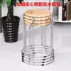 Taburete Redondo de Madera Maciza para Uso Doméstico, Silla Redonda Apilable con Marco de Hierro, Adecuado para Dormitorio y Restaurante, Taburete de Comedor Grueso de Acero para Adultos, Elegante