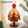 Alfombrilla Aislante para Árbol de Navidad de Gama Alta, Decoración de Mesa, Posavasos y Base para Tazón Plegable de Madera Maciza Creativa Anti-quemaduras