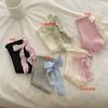 Meias de Cor Sólida Estilo Novo de Primavera Meias Doces Lolita Amontoadas Estilo Coreano Fita no Calcanhar Laço Meias de Cano Médio para Crianças