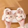 Chinelos de Algodão Infantis de Inverno Coelho Fofo Forro de Pelúcia Quente Estilo Pai-Filho Meninas Casa Antiderrapante Solado Grosso Sapatos de Algodão para Bebê