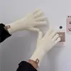 Guantes Largos de Punto Rojos Coreanos para Mujer, Nuevo Modelo de Invierno, Guantes de Ciclismo de Cinco Dedos con Pantalla Táctil