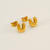 Moda Europea y Americana Sencillos y Elegantes Pendientes de Acero de Titanio Acero Inoxidable Chapado en Oro de 18K Pendientes Mini de Letras de Burbuja para Mujer