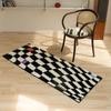 Manta de Cama Simples Moderna Preto e Branco Xadrez para Quarto Cachemir Manto Xadrez Vintage Tapete de Corredor Pequeno Tapete