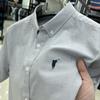 Camisa de Manga Corta Bordada Paul 100% Algodón Transfronteriza Casual Oxford para Hombre Camisa de Color Sólido para Hombre Verano