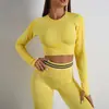 Nuevos pantalones cortos deportivos europeos y americanos transfronterizos, conjuntos de sujetador de manga corta y manga larga, tops de fitness, chalecos, ropa de yoga de punto para mujer