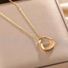 Colar Triângulo Microincrustado Estilo Coreano Feminino Leve Luxo Simples Versátil Corrente de Clavícula em Aço Titânio Pingente Dourado Joia de Alta Qualidade