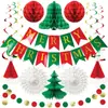 Conjunto de Bolas de Favo de Mel de Natal Árvore de Natal Pingente de Chapéu de Natal Bandeira de Puxar com Letras de Natal Flor de Puxar Espiral Decoração Criativa