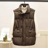 Chaleco de plumón de algodón para mujer, estilo corto para Invierno 2025, corte holgado, cuello alto, prenda exterior, chaqueta cálida, moderno