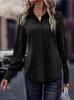 Camisa Feminina Abotoada Lapela de Cetim Porta Dupla Top de Manga Comprida Estilo Casual Cardigã Slim Roupa Feminina Transfronteiriça
