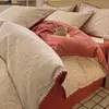 Conjunto de cama simples de outono e inverno de algodão puro escovado de quatro peças, capa de edredom espessa 100% algodão e um conjunto de lençóis de três peças luxuoso e de alta qualidade