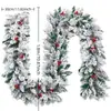 Decoraciones de Guirnaldas Navideñas Encriptadas Lihui, Guirnaldas Afelpadas con Bayas Rojas y Piñas