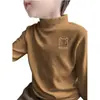 Camisetas Térmicas Gruesas de Manga Larga Cepillada con Cuello Semi-Alto para Niños y Adolescentes para Otoño e Invierno