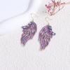 Pendientes de plumas de diamantes llenos populares de Amazon, diseño personalizado de alta calidad, alas coloridas, gancho para la oreja, pendientes retro europeos y americanos