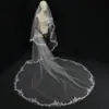 Véu de Noiva Véu de Casamento Estilo Igreja Com Barbatanas Renda Novo Mais Vendido Dupla Camada 3m Extra Longo Véu de Casamento
