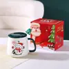 Caneca de Natal Transfronteiriça Criativa Caneca de Cerâmica de Alto Valor Desenho Animado Papai Noel Caneca Caixa de Presente Presente Caneca de Água