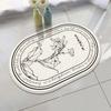Estilo Pastoral Blanco y Negro Boceto Flor Ovalada Alfombrilla de Baño Lujo Ligero Balcón Dormitorio Imitación Cachemir Felpudo Stock Al Por Mayor