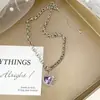 Collar Minimalista Ins Dulce y Fresco con Colgante de Corazón de Amatista, Elegante Lujo Ligero Chica Picante Personalidad Clavícula Gargantilla Versátil