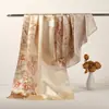 Lenço Estampado de Seda 12mm para Mulheres Primavera Verão Lenço Quadrado de Seda de Amora Estilo Chinês Lenço Versátil Toque de Luxo Leve Lenço Longo