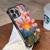 El Óleo Más Vendido de América del Norte Atardecer Montaña y Río Floral Colorido Funda para iPhone 17 con Airbag Apple 16 Funda Suave Anticaídas