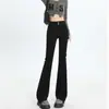 Calça Jeans Skinny Cinza Cimento Feminina Primavera e Outono 2024 Nova Calça Ferradura Pequena Slim Fit Cintura Alta Flare Primavera