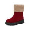 Botines botas Amazon de comercio exterior caña corta nuevas talla grande botas de nieve botas de mujer europeas y americanas con vuelta botas de algodón tacón grueso