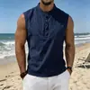 Colete Masculino Verão Retro Americano Transfronteiriço Slim Fit Gola Alta Casual Business Solto Tamanho Plus Size Clássico Simples Sem Mangas
