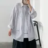 Camisa de Manga Larga a Rayas para Hombre Otoño Sentido del Diseño Camisa Guapo Rebelde Estilo Hong Kong Tendencia Ins Ropa de Abrigo Japonesa Dropshipping