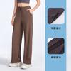 Calça esportiva feminina de cintura alta com cordão, cor sólida, justa, para corrida, fitness