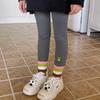 Leggings de Inverno para Crianças Novo Estilo Forrados com Lã Grossa Bordado de Coelho Calças Nove Pontos Meias para Meninas com Opção de Entreabertura Calças Quentes
