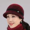 Sombrero de invierno para mujer de mediana edad y anciana, sombrero cálido forrado de polar para abuela anciana, algodón tejido, lana de conejo, sombrero para anciana