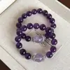 Nuevo Pulsera de Plata 925 con Amatista Sintética Boliviana y Amatista Fengjiu Pulsera de Lujo Ligero para Mujer