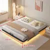 Cama flotante, moderna y simple, sin cabecero, base de listones, para uso doméstico en dormitorio principal, cama grande, cama individual o doble, cama de hierro forjado, popular en línea