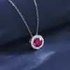 Collar S925 Plata de Ley para Mujer Rubí de Cultivo Rojo Sangre de Paloma Rico Princesa Di Camisa de Trabajo Viaje Sencillo Regalo de Cumpleaños