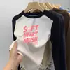 Camada de base quente para meninas, nova, versátil, gola redonda, estampa de desenho animado, emendada, manga longa, roupa íntima, camiseta top para crianças pequenas e médias