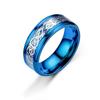 Anillo de Pareja Popular de Canding con Patrón de Dragón de Acero Inoxidable Repujado Moda Europea y Americana Accesorios de Acero de Titanio Anillo Venta al por Mayor Esmalte