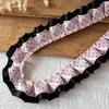 Acessórios de Renda Plissada com Bolinhas Pretas e Rosas de Camada Dupla Material DIY Feito à Mão Tábua de Pintura Fita Acessórios de Cabelo Material para Caderno Decorativo